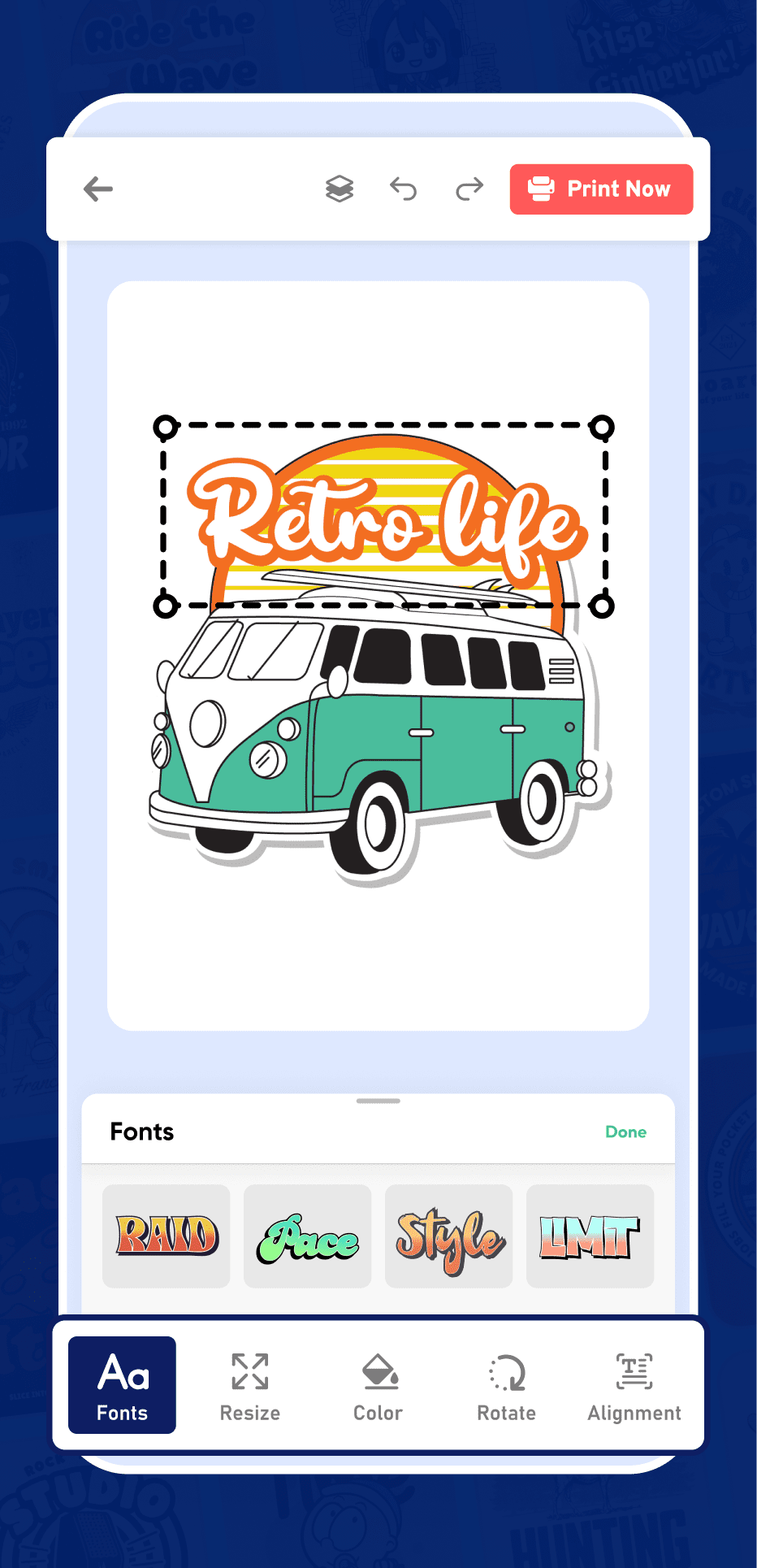 Sublimation car design preview in app