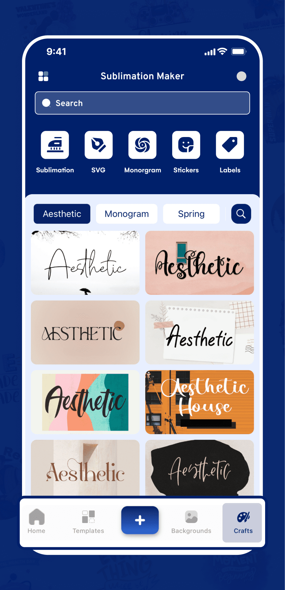 Sublimation Designer app font screen